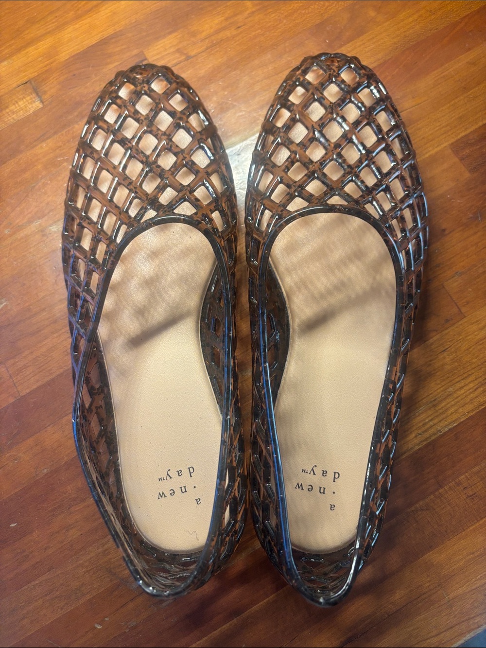 a new day Brown Lattice Jelly Ballet Flats